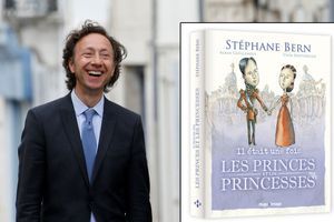 Stéphane Bern, le 14 juin 2018. A droite, son nouveau livre aux éditions Hugo&Cie