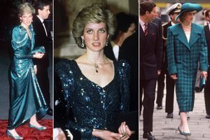 Ces deux robes de Lady Diana, ici en 1986 et 1985, sont vendues aux enchères à Londres le 14 juin 2016
