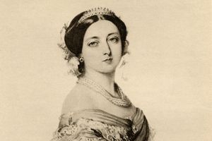 La reine Victoria, portrait en 1855 d’après une aquarelle de F. Winterhalter 