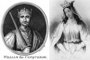 Gravures figurant Guillaume le Conquérant et Mathilde de Flandre
