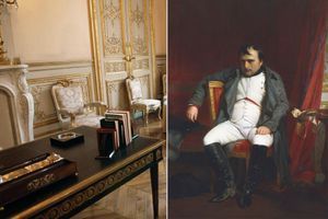 Le bureau noir de l'Hôtel de Lassay à Paris, le 14 janvier 2006 - Portrait de Napoléon Ier pendant sa première abdication par Paul Delaroche (Musee de l'Armée, Paris) 
