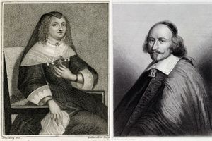 Gravures figurant Anne d’Autriche et le cardinal Mazarin 