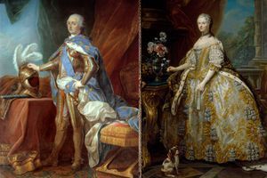 Portraits de Louis XV et de Marie Lescszynska, reine de France, par Carle Van Loo (Versailles, musée du Château et Florence, Palazzo Pitti)