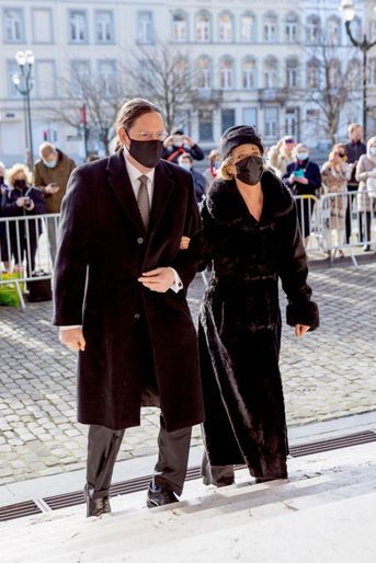 La princesse Delphine de Belgique et son époux James O’Hare à Laeken, le 17 février 2022