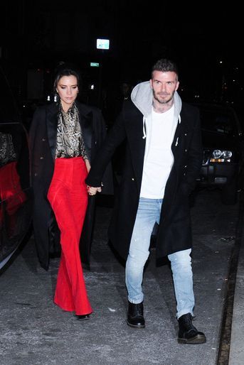 David Beckham et sa femme Victoria Beckham à New York en 2019.