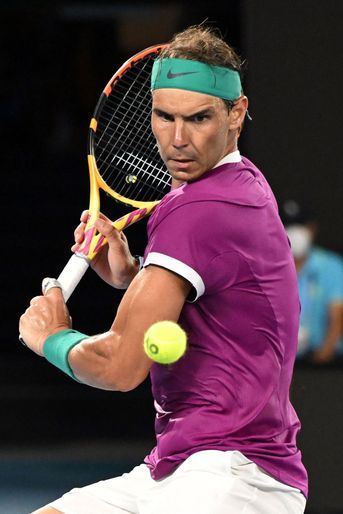Rafael Nadal en finale de l&#039;Open d&#039;Australie le 30 janvier 2022 à Melbourne.