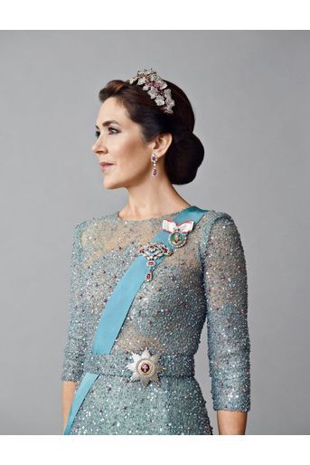 Portrait officiel de la princesse Mary de Danemark en tenue de gala, pour ses 50 ans, diffusé le 31 janvier 2022