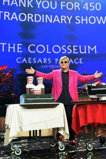 Elton John lors d'un concert pour «The Million Dollar Piano» sur la scène du Caesars Palace le 17 mai 2018 à Las Vegas. 