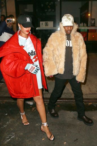 Rihanna et ASAP Rocky dans les rues de New York le 22 janvier 2022. 