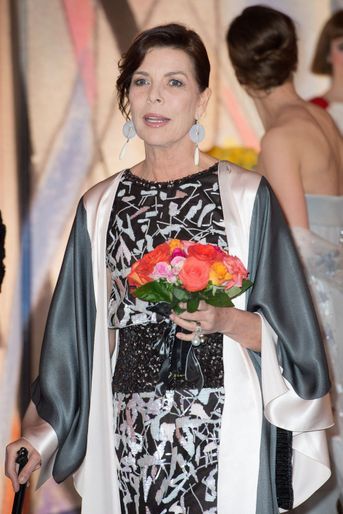 Détail de la robe de la princesse Caroline de Monaco, le 29 mars 2014