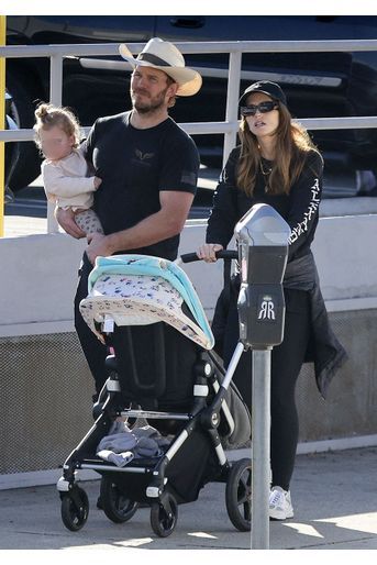 Katherine Schwarzenegger et Chris Pratt avec leur fille Lyla à Los Angeles le 9 janvier 2022