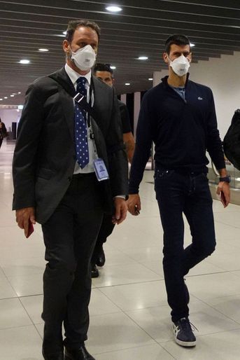 Novak Djokovic à l&#039;aéroport de Melbourne, le 16 janvier 2022.