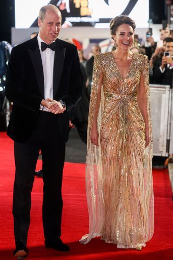 Kate Middleton, duchesse de Cambridge, dans une robe Jenny Packham, le 28 septembre 2021