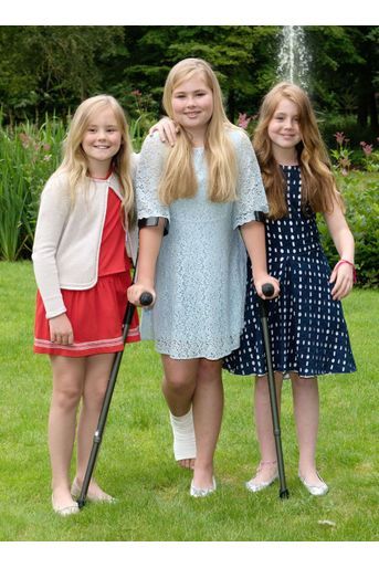La princesse Catharina-Amalia des Pays-Bas avec ses sœurs, le 8 juillet 2016