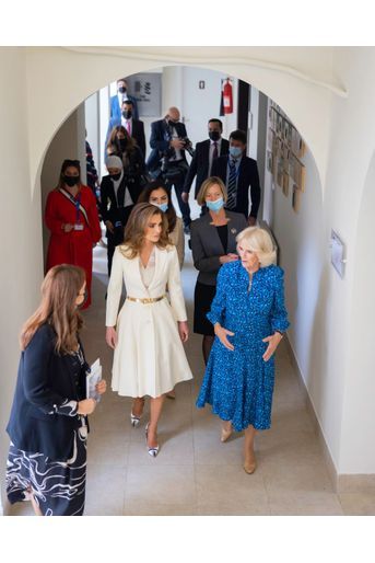 La reine Rania de Jordanie avec Camilla Parker Bowles à Amman, le 16 novembre 2021