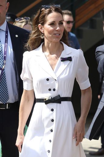 Kate Middleton en robe Suzannah à Wimbledon le 2 juillet 2019. 