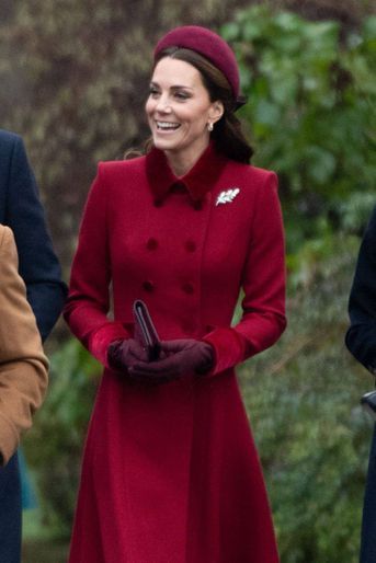 Kate Middleton dans un manteau Catherine Walker lors du service religieux de Noël le 25 décembre 2018 à Sandringham.