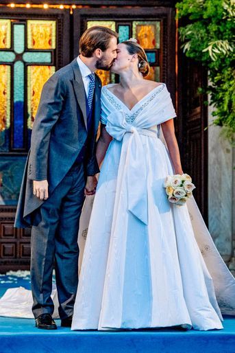 Le prince Philippos de Grèce et de Nina Flohr à Athènes le 23 octobre 2021, jour de leur mariage religieux