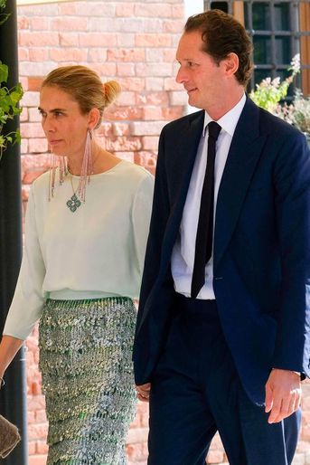 John Elkann et sa femme Lavinia Borromeo au mariage d'Alexandre Arnault et Géraldine Guyot à Venise, le 16 octobre 2021.