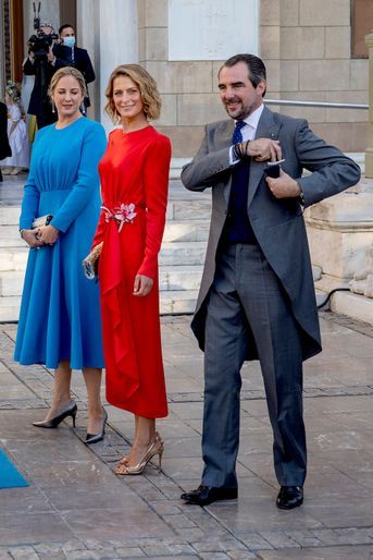 La princesse Theodora de Grèce, le prince Nikolaos de Grèce et sa femme la princesse Tatiana à Athènes, le 23 octobre 2021