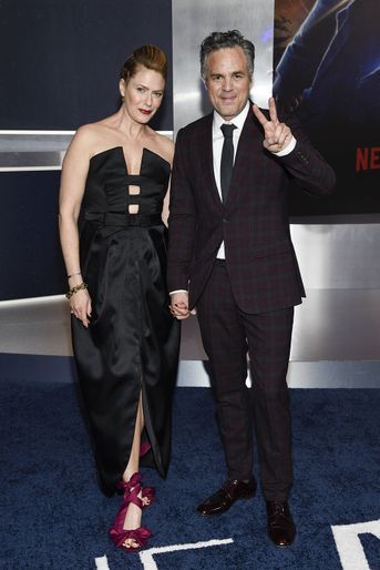 Mark Ruffalo et son épouse Sunrise à la première du film «The Adam Project» à New York le 28 février 2022
