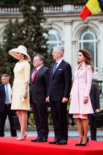 La reine Rania et le roi Abdallah II de Jordanie avec la reine Mathilde et le roi des Belges Philippe, le 18 mai 2016