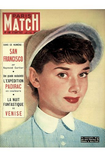 « Audrey Hepburn, la nouvelle Gigi qui sera l&#039;héroïne de Colette à New York » - Couverture de Paris Match n°130, 15 septembre 1951