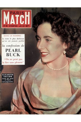 « Elizabeth Taylor, lune de miel à Paris » - Couverture de Paris Match n°66, daté du 24 juin 1950.