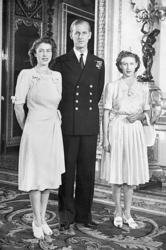 La princesse Elizabeth avec le prince Philip et la princesse Margaret, le 5 septembre 1947