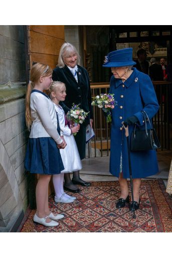 La reine Elizabeth II à l'abbaye de Westminster à Londres, le 12 octobre 2021