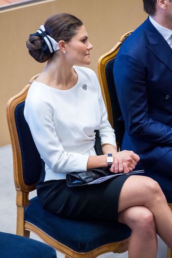 La coiffure de la princesse Victoria de Suède lors de la rentrée parlementaire à Stockholm, le 25 septembre 2018