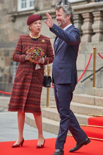 Le prince héritier Frederik de Danemark et sa tante la princesse Benedikte, à Copenhague le 6 octobre 2021