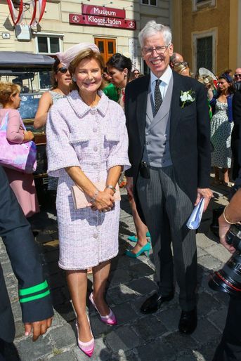 La princesse Margaretha de Luxembourg et le prince Nikolaus de Liechtenstein, parents de la mariée, à Vienne le 4 septembre 2021