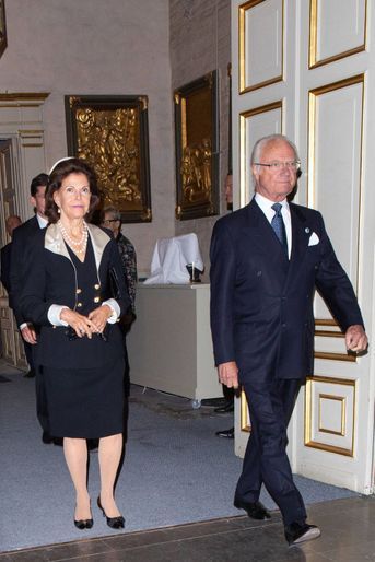La reine Silvia et le roi Carl XVI Gustaf de Suède à Stockholm, le 14 septembre 2021