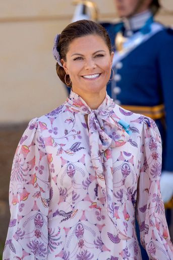 Détail du corsage de la robe de la princesse Victoria de Suède, le 14 août 2021