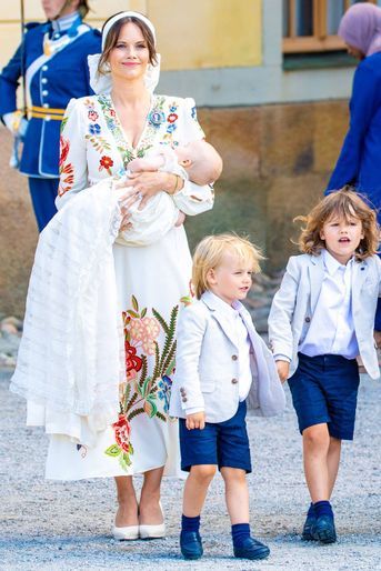 La princesse Sofia de Suède, au baptême de son fils le prince Julian le 14 août 2021