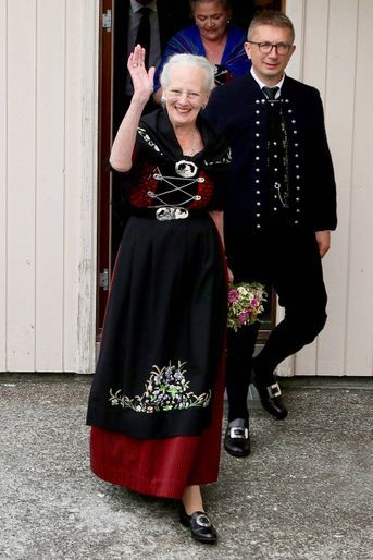 La reine Margrethe II de Danemark à Strondum dans les îles Féroé, le 18 juillet 2021