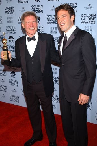 Harrison Ford et Ben Affleck aux Golden Globes à Los Angeles en janvier 2002