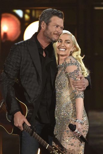 Blake Shelton et Gwen Stefani lors d'une performance aux Billboard Music Awards à Las Vegas en mai 2016