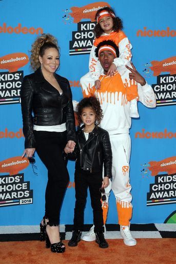 Mariah Carey et Nick Cannon avec leurs enfants Monroe et Moroccan aux Kids&#039; Choice Awards à Los Angeles en mars 2018