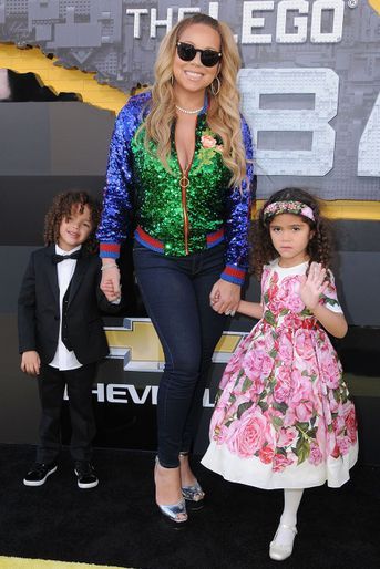 Mariah Carey avec ses enfants Moroccan et Monroe à la première du film «Lego Batman» à Los Angeles en février 2017