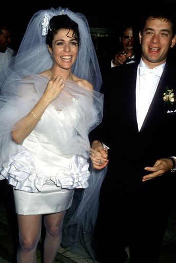 Rita Wilson et Tom Hanks le jour de leur mariage à Los Angeles le 30 avril 1988