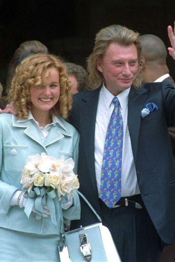 Laeticia et Johnny Hallyday à leur mariage à Neuilly-sur-Sein en mars 1996