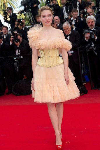Léa Seydoux au Festival de Cannes en 2010 pour «Robin des Bois» (corset Jean Paul Gaultier)
