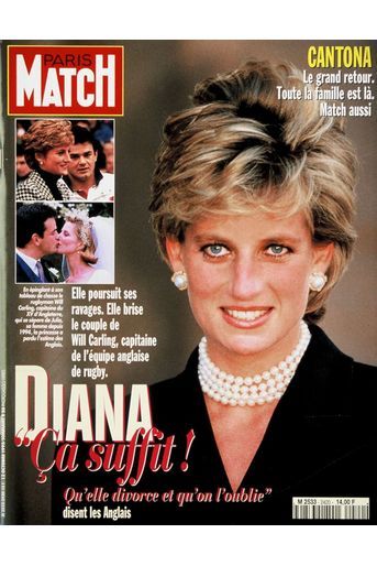 Diana briseuse de couple. "Ça suffit ! Qu'elle divorce et qu'on l'oublie" disent les Anglais. Couverture du Paris Match n°2420 du 12 octobre 1995.