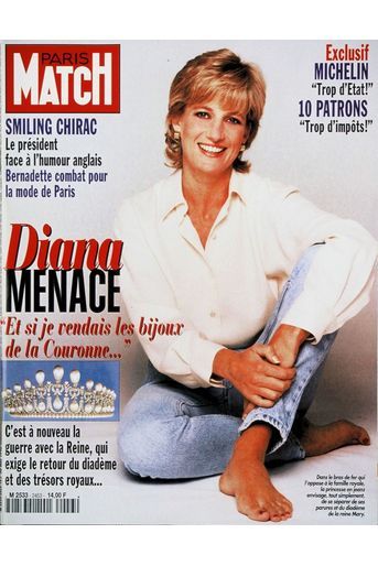 Diana menace. Couverture du Paris Match n°2453 du 30 mai 1996.