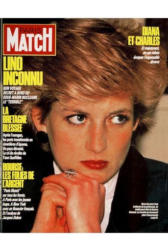 Diana et Charles : et maintenant, on ose même évoquer l'impensable divorce. Couverture du Paris Match n°2007 du 13 novembre 1987.