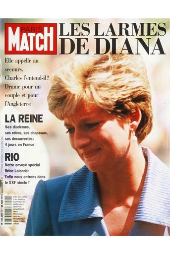 Les larmes de Diana. Elle appelle au secours. Couverture du Paris Match n°2248 du 25 juin 1992.