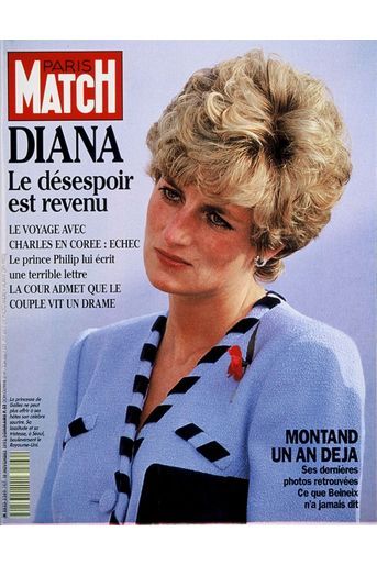 Diana, le désespoir est revenu. Couverture du Paris Match n°2269 du 19 novembre 1992.