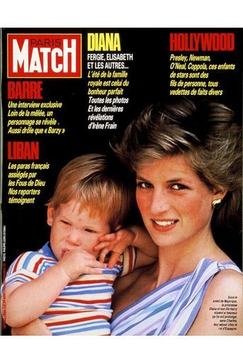 Diana et Harry à Majorque : l'été de la famille royale en photos. Couverture du Paris Match n°1944 du 29 août 1986.